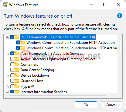 Cách bật kích hoạt Net Framework trên Windows 10 và 11